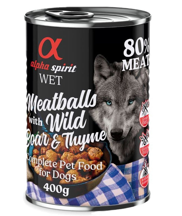 alpha spirit Dog Meatballs 6 x 400 g umido per cane